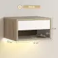 Juego de 2 Mesitas de Noche Flotantes con Luces LED RGB Control de APP Cajón Estante Abierto Natural y Blanco Juego de 2 Mesitas de Noche Flotantes con Luces LED RGB Control de APP Cajón Estante Abierto Natural y Blanco