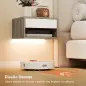 Juego de 2 Mesitas de Noche Flotantes con Luces LED RGB Control de APP Cajón Estante Abierto Natural y Blanco Juego de 2 Mesitas de Noche Flotantes con Luces LED RGB Control de APP Cajón Estante Abierto Natural y Blanco