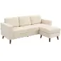 Sofá Chaise Longue Reversible de 3 Plazas Tapizado en Pana Marco de Acero para Espacios Reducidos Crema Sofá Chaise Longue Reversible de 3 Plazas Tapizado en Pana Marco de Acero para Espacios Reducidos Crema