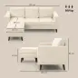 Sofá Chaise Longue Reversible de 3 Plazas Tapizado en Pana Marco de Acero para Espacios Reducidos Crema Sofá Chaise Longue Reversible de 3 Plazas Tapizado en Pana Marco de Acero para Espacios Reducidos Crema
