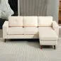Sofá Chaise Longue Reversible de 3 Plazas Tapizado en Pana Marco de Acero para Espacios Reducidos Crema Sofá Chaise Longue Reversible de 3 Plazas Tapizado en Pana Marco de Acero para Espacios Reducidos Crema