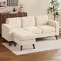 Sofá Chaise Longue Reversible de 3 Plazas Tapizado en Pana Marco de Acero para Espacios Reducidos Crema Sofá Chaise Longue Reversible de 3 Plazas Tapizado en Pana Marco de Acero para Espacios Reducidos Crema