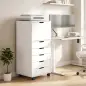 Cajonera de Oficina con 5 Cajones Ruedas y Armario con Cierre Suave Soporte para Impresora Blanco Cajonera de Oficina con 5 Cajones Ruedas y Armario con Cierre Suave Soporte para Impresora Blanco