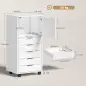 Cajonera de Oficina con 5 Cajones Ruedas y Armario con Cierre Suave Soporte para Impresora Blanco Cajonera de Oficina con 5 Cajones Ruedas y Armario con Cierre Suave Soporte para Impresora Blanco