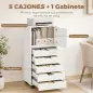 Cajonera de Oficina con 5 Cajones Ruedas y Armario con Cierre Suave Soporte para Impresora Blanco Cajonera de Oficina con 5 Cajones Ruedas y Armario con Cierre Suave Soporte para Impresora Blanco