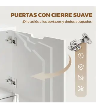 Cajonera de Oficina con 5 Cajones Ruedas y Armario con Cierre Suave Soporte para Impresora Blanco