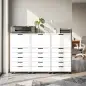 Cajonera de Oficina con 5 Cajones Ruedas y Armario con Cierre Suave Soporte para Impresora Blanco Cajonera de Oficina con 5 Cajones Ruedas y Armario con Cierre Suave Soporte para Impresora Blanco