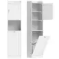 Armario Alto de Baño con Cesto Ropa Sucia con Compartimentos Abiertos y Estantes Ajustables 40x30x170 cm Blanco Armario Alto de Baño con Cesto Ropa Sucia con Compartimentos Abiertos y Estantes Ajustables 40x30x170 cm Blanco