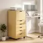 Cajonera de Oficina con 5 Cajones Ruedas y Armario con Cierre Suave Soporte para Impresora Natural Cajonera de Oficina con 5 Cajones Ruedas y Armario con Cierre Suave Soporte para Impresora Natural