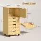 Cajonera de Oficina con 5 Cajones Ruedas y Armario con Cierre Suave Soporte para Impresora Natural Cajonera de Oficina con 5 Cajones Ruedas y Armario con Cierre Suave Soporte para Impresora Natural