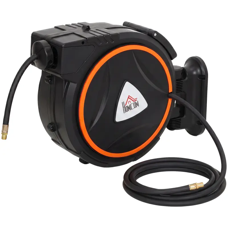 Manguera Compresor Aire 20 m + 2 m Conector de 1/4'' BSP con Soporte para Pared Giratorio 180° Negro Manguera Compresor Aire 20 m + 2 m Conector de 1/4'' BSP con Soporte para Pared Giratorio 180° Negro
