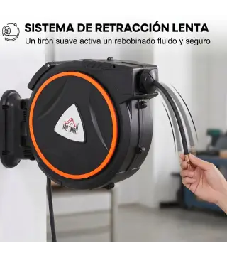 Manguera Compresor Aire 20 m + 2 m Conector de 1/4'' BSP con Soporte para Pared Giratorio 180° Negro
