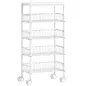 Carrito Auxiliar con Ruedas 4 Cestas Extraíbles Carga 15 kg Marco Metálico para Comedor Baño 40x24x82 cm Blanco Carrito Auxiliar con Ruedas 4 Cestas Extraíbles Carga 15 kg Marco Metálico para Comedor Baño 40x24x82 cm Blanco