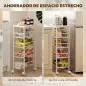 Carrito Auxiliar con Ruedas 4 Cestas Extraíbles Carga 15 kg Marco Metálico para Comedor Baño 40x24x82 cm Blanco Carrito Auxiliar con Ruedas 4 Cestas Extraíbles Carga 15 kg Marco Metálico para Comedor Baño 40x24x82 cm Blanco