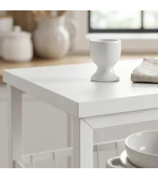 Carrito Auxiliar con Ruedas 4 Cestas Extraíbles Carga 15 kg Marco Metálico para Comedor Baño 40x24x82 cm Blanco
