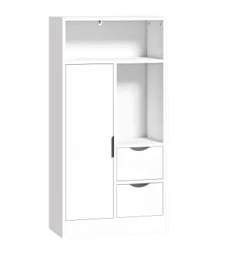 Armario de Baño con 2 Cajones Compartimento Abierto y Estantes Ajustables para Espacio Pequeño 50x25x100 cm Blanco