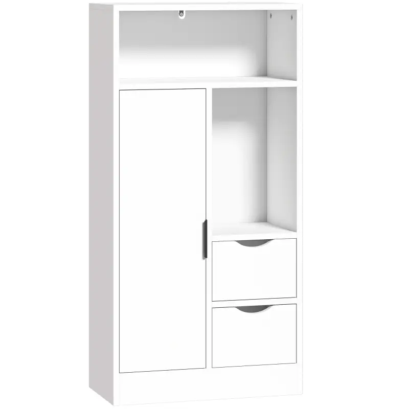 Armario de Baño con 2 Cajones Compartimento Abierto y Estantes Ajustables para Espacio Pequeño 50x25x100 cm Blanco Armario de Baño con 2 Cajones Compartimento Abierto y Estantes Ajustables para Espacio Pequeño 50x25x100 cm Blanco