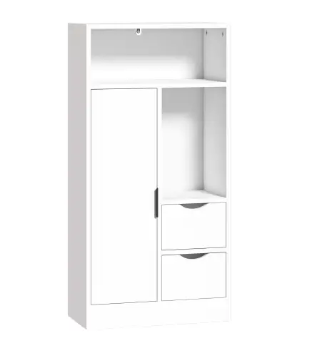 Armario de Baño con 2 Cajones Compartimento Abierto y Estantes Ajustables para Espacio Pequeño 50x25x100 cm Blanco