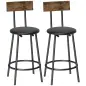 Set de 2 Taburetes de Bar con Respaldo y Reposapiés Tapizados en PU 41x47x92 cm Negro Set de 2 Taburetes de Bar con Respaldo y Reposapiés Tapizados en PU 41x47x92 cm Negro