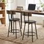 Set de 2 Taburetes de Bar con Respaldo y Reposapiés Tapizados en PU 41x47x92 cm Negro Set de 2 Taburetes de Bar con Respaldo y Reposapiés Tapizados en PU 41x47x92 cm Negro