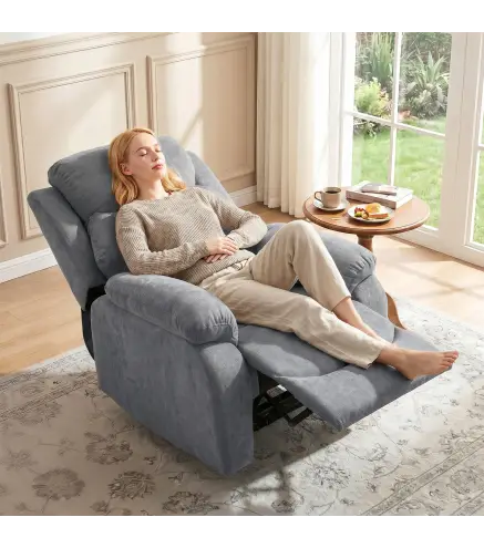 Sillón Reclinable Manual 150° Sillón Relax Tapizado en Tela Aspecto Lino con Reposapiés y Reposabrazos Acolchados Girs