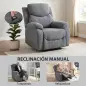 Sillón Reclinable Manual 150° Sillón Relax Tapizado en Tela Aspecto Lino con Reposapiés y Reposabrazos Acolchados Girs Sillón Reclinable Manual 150° Sillón Relax Tapizado en Tela Aspecto Lino con Reposapiés y Reposabrazos Acolchados Girs