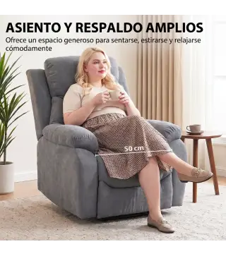 Sillón Reclinable Manual 150° Sillón Relax Tapizado en Tela Aspecto Lino con Reposapiés y Reposabrazos Acolchados Girs