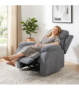 Sillón Reclinable Manual 150° Sillón Relax Tapizado en Tela Aspecto Lino con Reposapiés y Reposabrazos Acolchados Girs