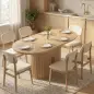 Mesa de Comedor Ovalada para 6 Personas con Tablero Grueso Puertas Correderas Tipo Persiana 6 Compartimentos Roble Mesa de Comedor Ovalada para 6 Personas con Tablero Grueso Puertas Correderas Tipo Persiana 6 Compartimentos Roble