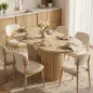 Mesa de Comedor Ovalada para 6 Personas con Tablero Grueso Puertas Correderas Tipo Persiana 6 Compartimentos Roble Mesa de Comedor Ovalada para 6 Personas con Tablero Grueso Puertas Correderas Tipo Persiana 6 Compartimentos Roble