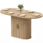 Mesa de Comedor Ovalada para 6 Personas con Tablero Grueso Puertas Correderas Tipo Persiana 6 Compartimentos Roble Mesa de Comedor Ovalada para 6 Personas con Tablero Grueso Puertas Correderas Tipo Persiana 6 Compartimentos Roble