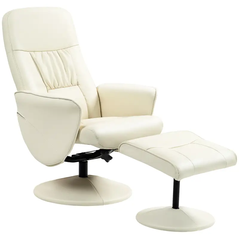 Sillón de Relax con Reposapiés Respaldo Reclinable hasta 145° para Salón Dormitorio Oficina 76x81x101 cm Crema Sillón de Relax con Reposapiés Respaldo Reclinable hasta 145° para Salón Dormitorio Oficina 76x81x101 cm Crema