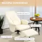 Sillón de Relax con Reposapiés Respaldo Reclinable hasta 145° para Salón Dormitorio Oficina 76x81x101 cm Crema Sillón de Relax con Reposapiés Respaldo Reclinable hasta 145° para Salón Dormitorio Oficina 76x81x101 cm Crema