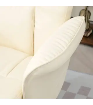 Sillón de Relax con Reposapiés Respaldo Reclinable hasta 145° para Salón Dormitorio Oficina 76x81x101 cm Crema