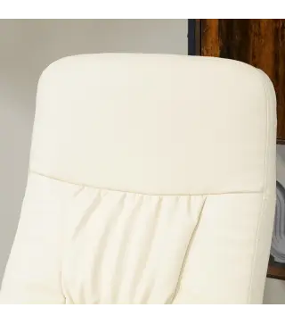 Sillón de Relax con Reposapiés Respaldo Reclinable hasta 145° para Salón Dormitorio Oficina 76x81x101 cm Crema