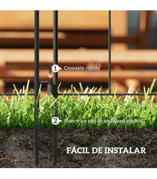 Set de 5 Vallas para Jardín Metálicas 300x70 cm Combinación Libre Barrera para Animales para Patio Césped Negro