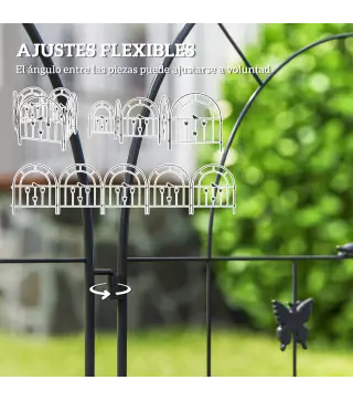 Set de 5 Vallas para Jardín Metálicas 300x70 cm Combinación Libre Barrera para Animales para Patio Césped Negro
