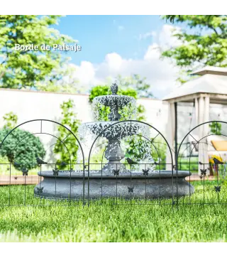 Set de 5 Vallas para Jardín Metálicas 300x70 cm Combinación Libre Barrera para Animales para Patio Césped Negro