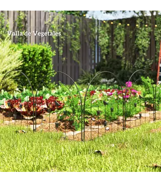 Set de 5 Vallas para Jardín Metálicas 300x70 cm Combinación Libre Barrera para Animales para Patio Césped Negro