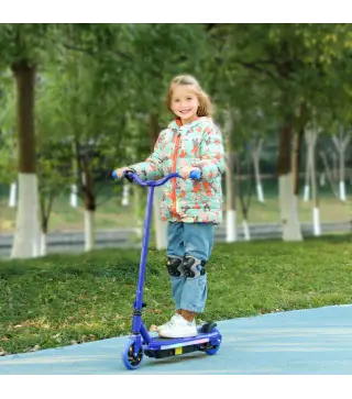 Patinete Eléctrico para Niños con Luces LED Acelerador de Pulgar y Ruedas sin Pinchazos Velocidad de hasta 10 km/h Azul