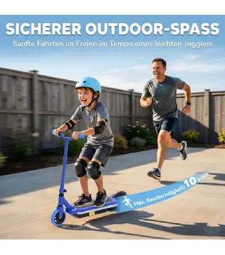 Patinete Eléctrico para Niños con Luces LED Acelerador de Pulgar y Ruedas sin Pinchazos Velocidad de hasta 10 km/h Azul