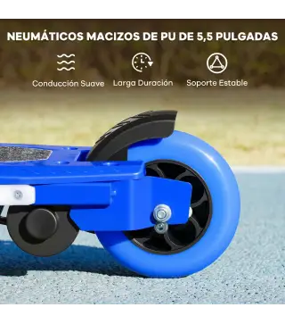 Patinete Eléctrico para Niños con Luces LED Acelerador de Pulgar y Ruedas sin Pinchazos Velocidad de hasta 10 km/h Azul