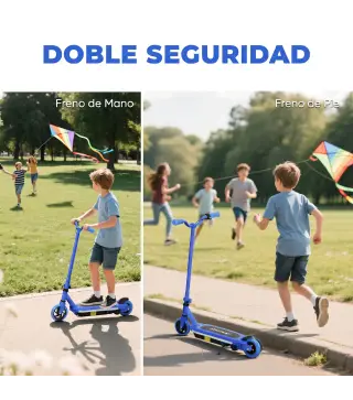 Patinete Eléctrico para Niños con Luces LED Acelerador de Pulgar y Ruedas sin Pinchazos Velocidad de hasta 10 km/h Azul