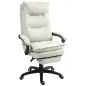 Silla de Escritorio con Masaje Altura Ajustable Respaldo Reclinable Reposapiés Giratoria 360° Crema Silla de Escritorio con Masaje Altura Ajustable Respaldo Reclinable Reposapiés Giratoria 360° Crema
