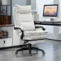 Silla de Escritorio con Masaje Altura Ajustable Respaldo Reclinable Reposapiés Giratoria 360° Crema Silla de Escritorio con Masaje Altura Ajustable Respaldo Reclinable Reposapiés Giratoria 360° Crema