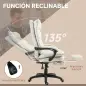 Silla de Escritorio con Masaje Altura Ajustable Respaldo Reclinable Reposapiés Giratoria 360° Crema Silla de Escritorio con Masaje Altura Ajustable Respaldo Reclinable Reposapiés Giratoria 360° Crema