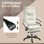 Silla de Escritorio con Masaje Altura Ajustable Respaldo Reclinable Reposapiés Giratoria 360° Crema Silla de Escritorio con Masaje Altura Ajustable Respaldo Reclinable Reposapiés Giratoria 360° Crema