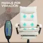 Silla de Escritorio con Masaje Altura Ajustable Respaldo Reclinable Reposapiés Giratoria 360° Crema Silla de Escritorio con Masaje Altura Ajustable Respaldo Reclinable Reposapiés Giratoria 360° Crema
