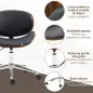 Silla de Oficina con Ruedas Silla de Escritorio Tapizada en PU con Asiento Ancho y Curvado Altura Ajustable Negro Silla de Oficina con Ruedas Silla de Escritorio Tapizada en PU con Asiento Ancho y Curvado Altura Ajustable Negro