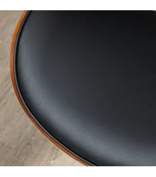 Silla de Oficina con Ruedas Silla de Escritorio Tapizada en PU con Asiento Ancho y Curvado Altura Ajustable Negro